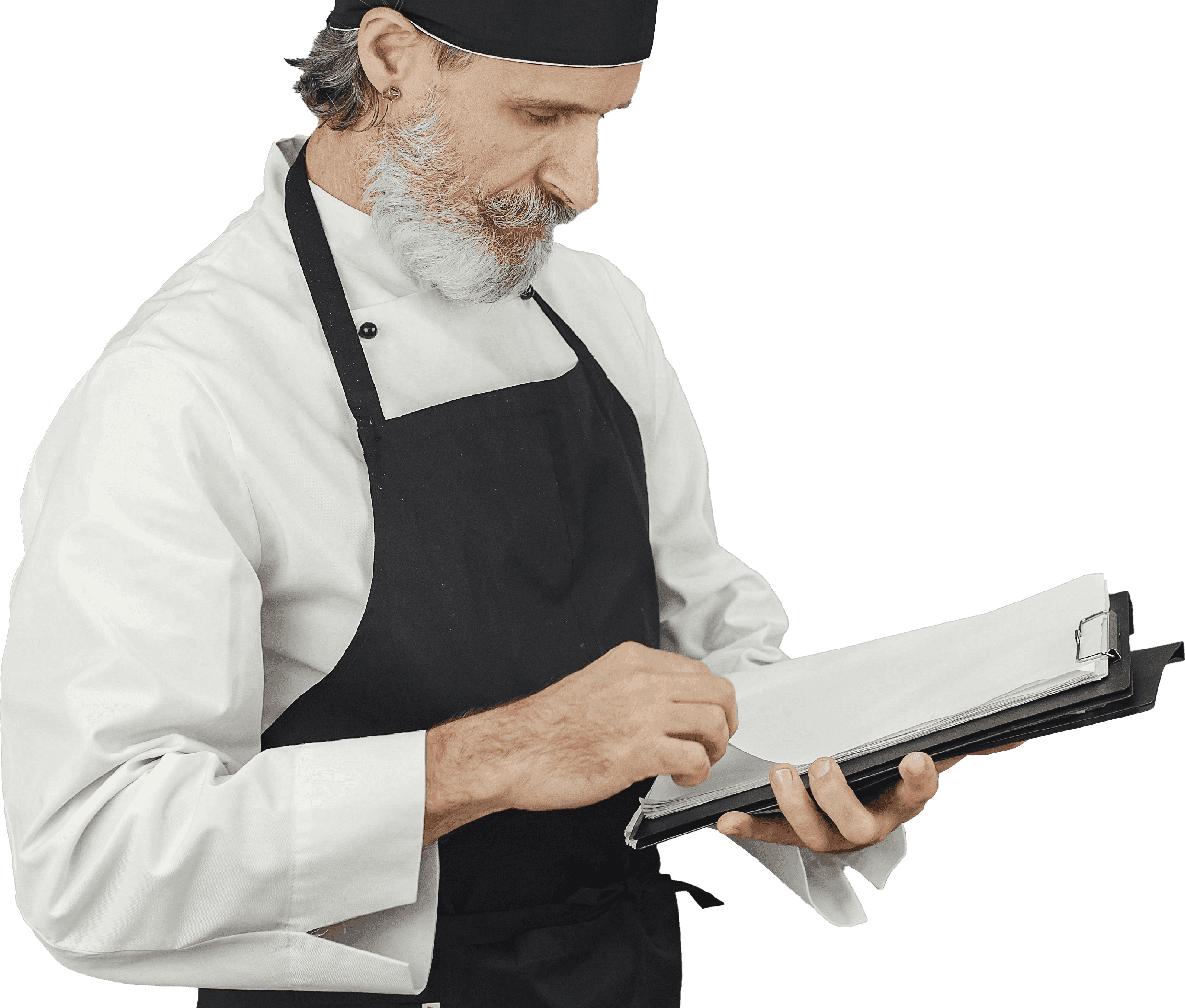 Chef preparing compliance paperwork, supported by Barnab’s licence application service.