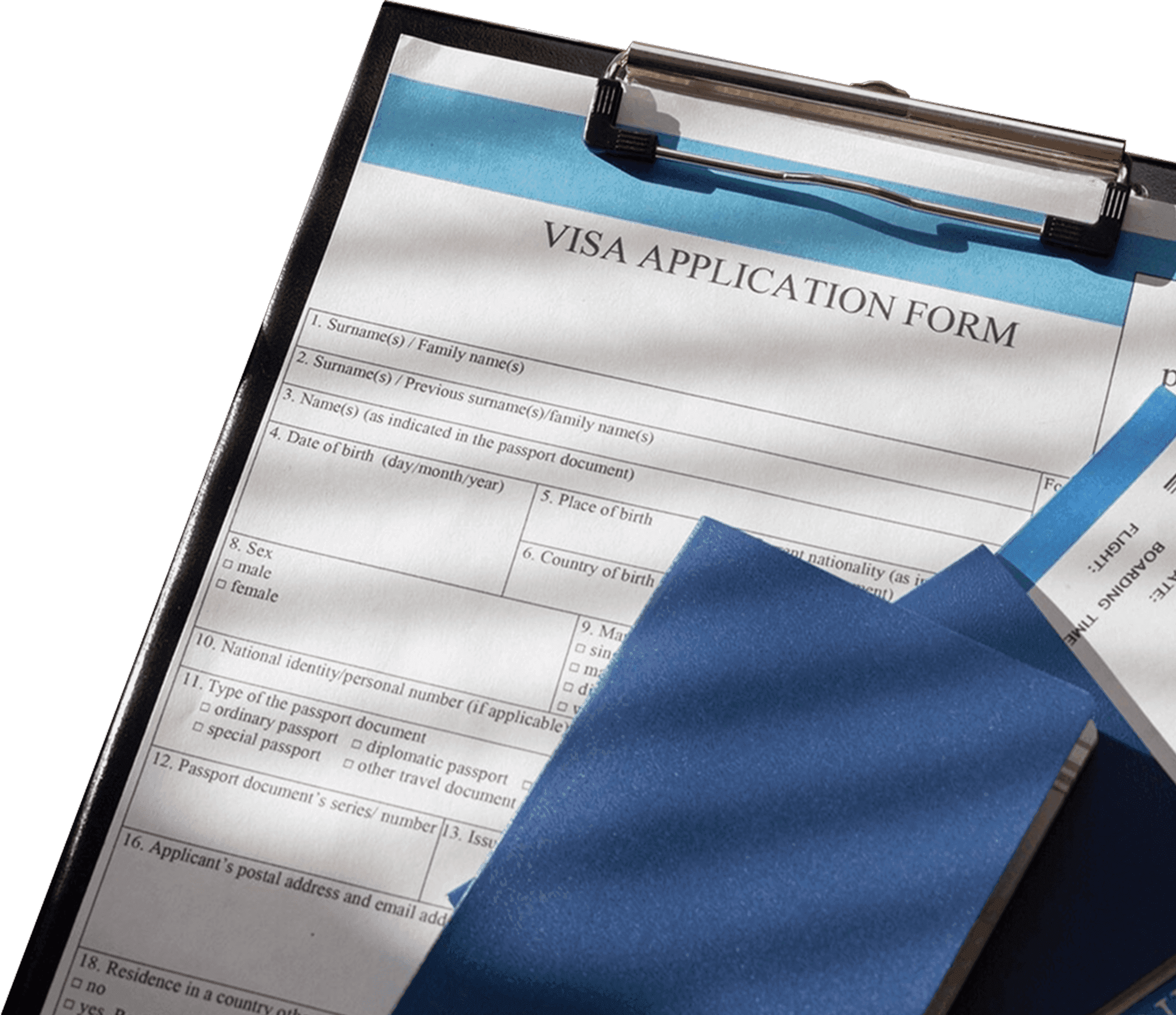 Tax application form and financial charts symbolizing Barnab’s help with official filings.